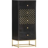 vidaXL Ladičar crno-zlatni 45 x 30 x 105 cm od masivnog drva manga | shoptok.hr