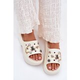Boto Foam Women's Slippers on a Massive Platform with Golden Accents Ecru Ivoriel | shoptok.hr