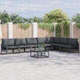 vidaXL Vrtna sedežna garnitura 8 pcs Antracitna Jeklo | Shoptok.si