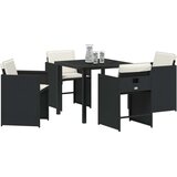 vidaXL Set za blagovanje u vrtu od 5 komada s jastučićima, Crni Poli ratan | shoptok.hr