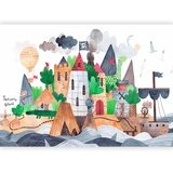  Foto tapeta - A colourful treasure island with a castle - a pirate ship at sea for children 500x350 Standard | shoptok.hr