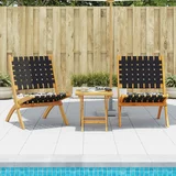 vidaXL Sklopive vrtne stolice 2 kom crne od drva bagrema i tkanine
