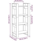 vidaXL Ormarić za knjige / pregrada bijeli 60x35x125 cm masivno drvo | shoptok.hr