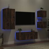  The Living Store Komplet TV omaric LED 5-delni dimljeni hrast inženirski les - Stenska TV Enota, (21555432) Cene