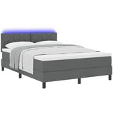 vidaXL Postelja s škatlo in vzmetnico & LED Temno siva 140x190 cm Tkanina | Shoptok.si