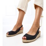 Gemre Black wedge espadrille sandals Nevarez | ePonuda.com