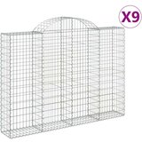  Obokane gabion košare 9 kosov 200x30x140/160cm pocinkano železo, (20982015) | Shoptok.si