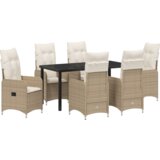 vidaXL 7-dijelni vrtni set za objedovanje s jastučićima bež poli ratan | shoptok.hr