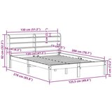 vidaXL Posteljni okvir z vzglavjem voščeno rjava 120x200 cm borovina | Shoptok.si