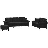 vidaXL 3-dijelni set sofa s jastucima crni baršunasti | shoptok.hr