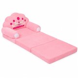  Reclining Armchair Sofa Lounger with Crown 2in1 For Children Soft Pink | Shoptok.si