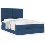 vidaXL Otomanski posteljni okvir z vzmetnico moder 140x200 cm blago | Shoptok.si