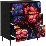  Komoda KIEL Tamni cvjetni uzorak 66 x 36,5 x 76 cm Crni hrast | shoptok.hr