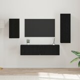 vidaXL Set TV kabineta s policom s pohranom s vratima 4 pcs Crni hrast 30.5 x 30 x 90 cm Cijene