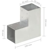  Spojnici za stupove u L-obliku 4 kom pocinčani metal 91 x 91 mm | shoptok.hr