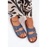 EVENTO Ladies Slippers On Cork Platform With Buckles Dark Jeans Vesina | Shoptok.si