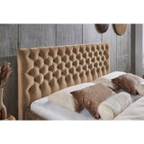 home24 OBLAZINJENA POSTELJA 200 cm x 140 cm , tekstil svetlo rjava | Shoptok.si