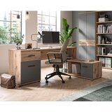 MID.YOU Kotna Pisalna Miza Mason, Barva Hrasta, Siva | Shoptok.si