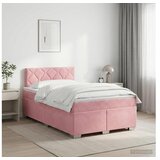 vidaXL boxspring postelja z vzmetnico, žamet, roza, 120×190 cm Cene