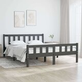  Posteljni okvir siv iz trdnega lesa 140x190 cm, (20645632) Cene