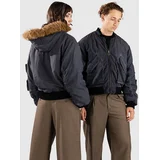 Fur Hood Bomber jakna black