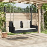  Klupa za ljuljanje s jastucima crna 119x56x48 cm poli ratan | shoptok.hr
