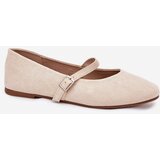 Boto Flat Ballerinas With Strap Eco Suede Beige Tirilina | Shoptok.si