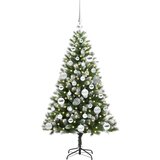 vidaXL Umjetna jelka s pantenom i pahuljicama Zelena i bijela 120 cm | shoptok.hr
