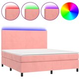  box spring s madracem LED ružičasti 180x200cm baršunasti | shoptok.hr