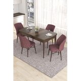 Hanah home trpezarijski set Eva, sto na razvlačenje i 4 stolice, ploča u dekoru drveta Baroque, puder roze tkanina Babyface | Eponuda.com