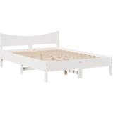  Okvir kreveta s uzglavljem bijeli 120 x 200 cm masivna borovina | shoptok.hr