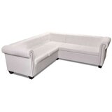 vidaXL kutna garnitura Chesterfield za 5 osoba od umjetne kože bijela | shoptok.hr