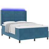  Krevet s opruga kutije s LED trakama Plava 140 x 200 cm Baršun | Shoptok.si