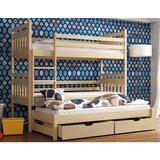 Molarem Home Drveni dječji krevet na kat Seweryn s tri kreveta i ladicom - svijetlo drvo - 180x80 cm - Bez madraca | shoptok.hr
