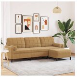vidaXL Kavč trosed s stolčkom za noge rjav 210 cm žamet | Shoptok.si
