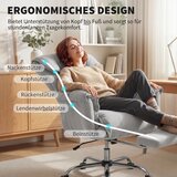  Uredska stolica nagibna podesiva po visini s naslonima za ruke osloncem za noge visokim naslonom 75 x 77 x 110-118 cm siva | shoptok.hr