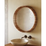 Kave Home Stensko ogledalo z lesenim okvirjem ø 80 cm Polke – | Shoptok.si
