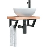  Zidna polica za Lavabo - Umivaonik od čelika i masivne bukovine - Crna 1 Trapez | shoptok.hr