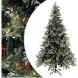  Osvijetljeno božićno drvce i šiške zeleno-bijelo 195 cm PVC/PE | shoptok.hr