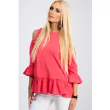 FASARDI Coral blouse with exposed shoulders