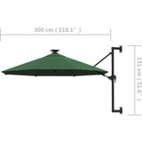  Zidni suncobran s LED svjetlima i metalnom šipkom 300 cm zeleni | shoptok.hr