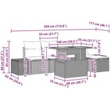 vidaXL set vrtnih kavčev v 6 delih z blazinami, črno poli ratan | Shoptok.si