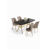 Hanah home Set trpezarijskog stola i stolica (5 delova) Lena Black Marble Gold Cappuccino | Eponuda.com