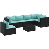 vidaXL Vrtna sedežna garnitura 7-delna z blazinami črna poli ratan, (22110549) | Shoptok.si