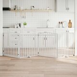 Vrata za pse s vratašcima 4 panela sklopiva 320 cm drvo topole | shoptok.hr