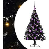 vidaXL Umjetna preddekorirana božićna jelka Črna 120 cm PVC | Shoptok.si