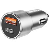 BWOO 38W USB-C + USB Rapid Charge avtomobilski polnilnik s kompaktno LED diodo, Srebrna, (5000070132) | Shoptok.si