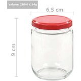 vidaXL stekleni kozarci z rdečimi pokrovi 96 kosov 230 ml | Shoptok.si