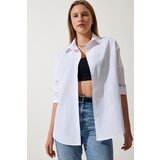  Women's White Oversize Long Basic Shirt Cene