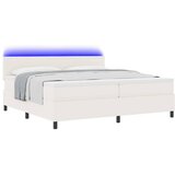  LED Box Spring Krevet s uzglavljem Krema i bijela 200 x 200 cm | shoptok.hr